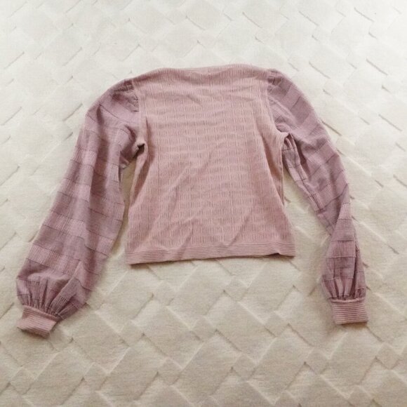 Club Monaco Knit Ballon Sleeve Top Womens Extra Small Textured Stretchy - Picture 9 of 10